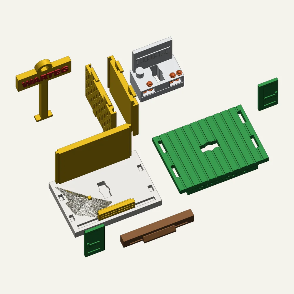 9 bagian, semuanya dicetak 3D
